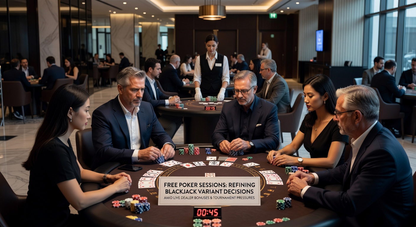 Players engaging in free poker sessions to build decision-making skills transferable to blackjack variants
