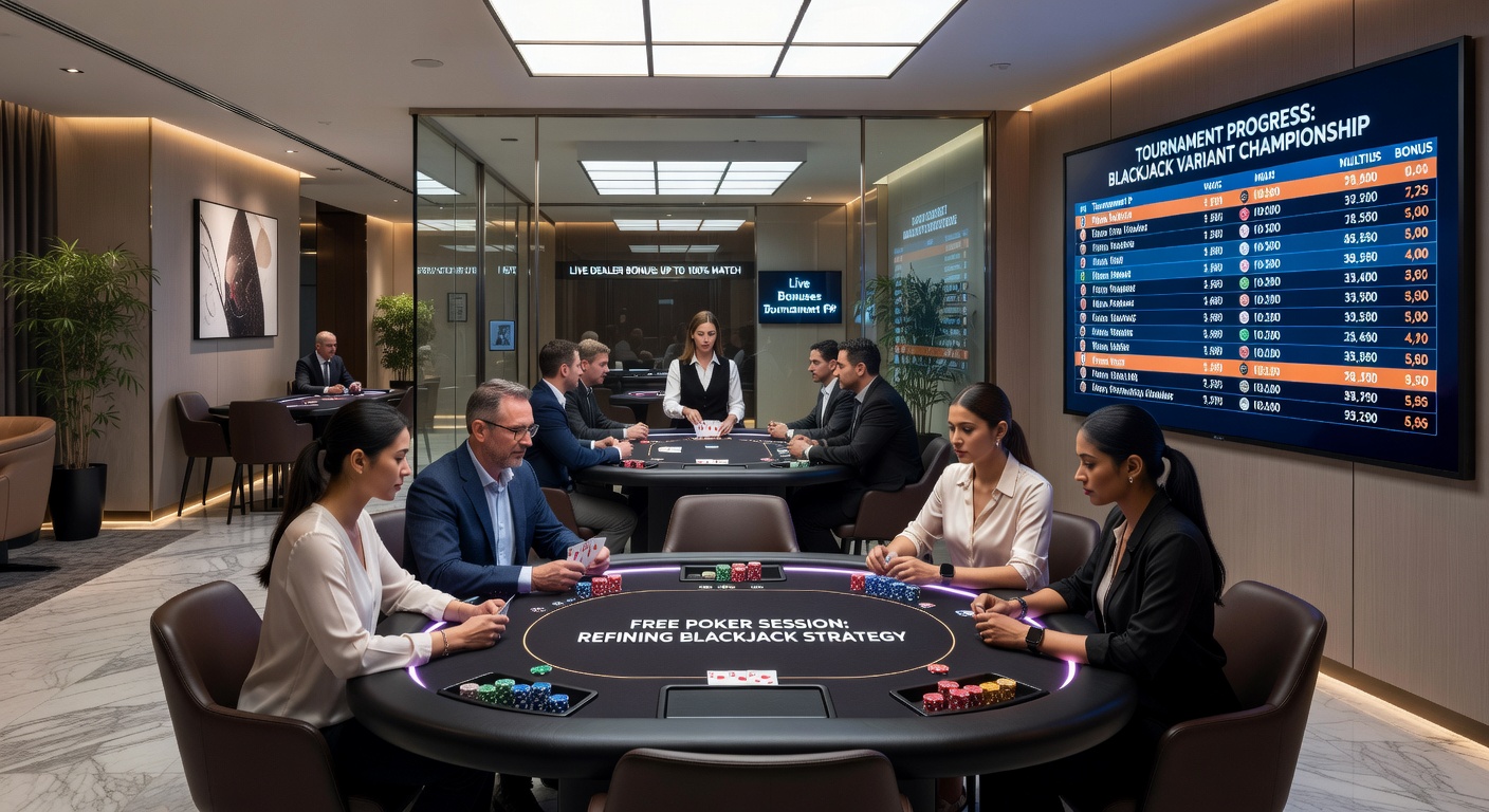 Live dealer blackjack table showing bonus indicators and variant rule cards during active play