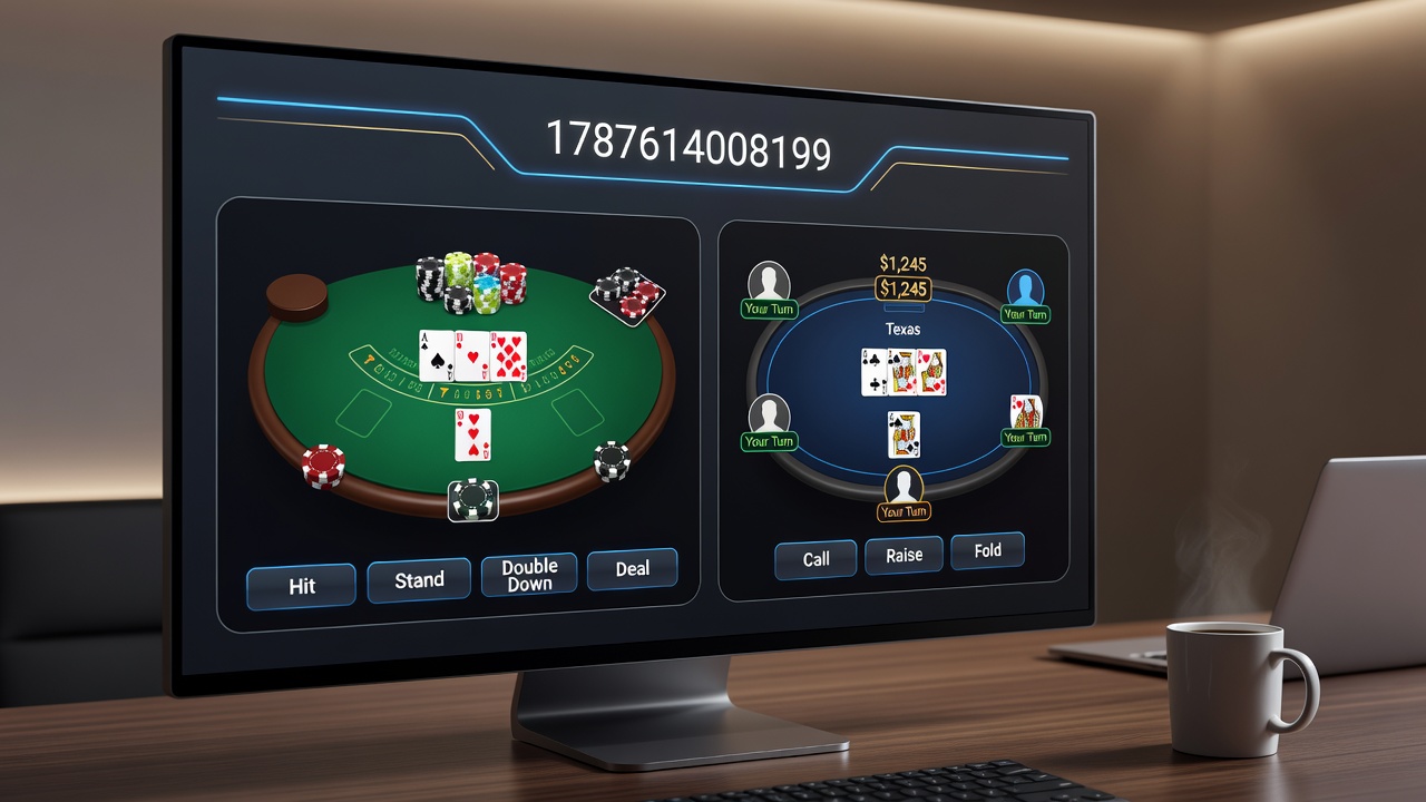Live dealer blackjack setup with multiple players connected via online platform